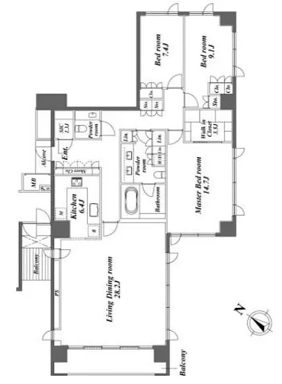 フォレセーヌ赤坂氷川町 10F