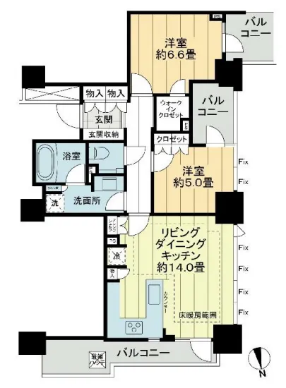 ライオンズタワー目黒川 2201