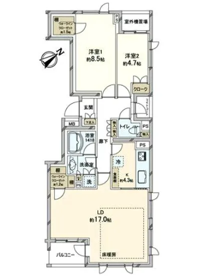 パークコート学芸大学デュアルプレイス 2F